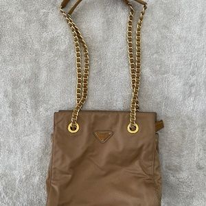 Prada Nylon Brown Small Tote - Vintage